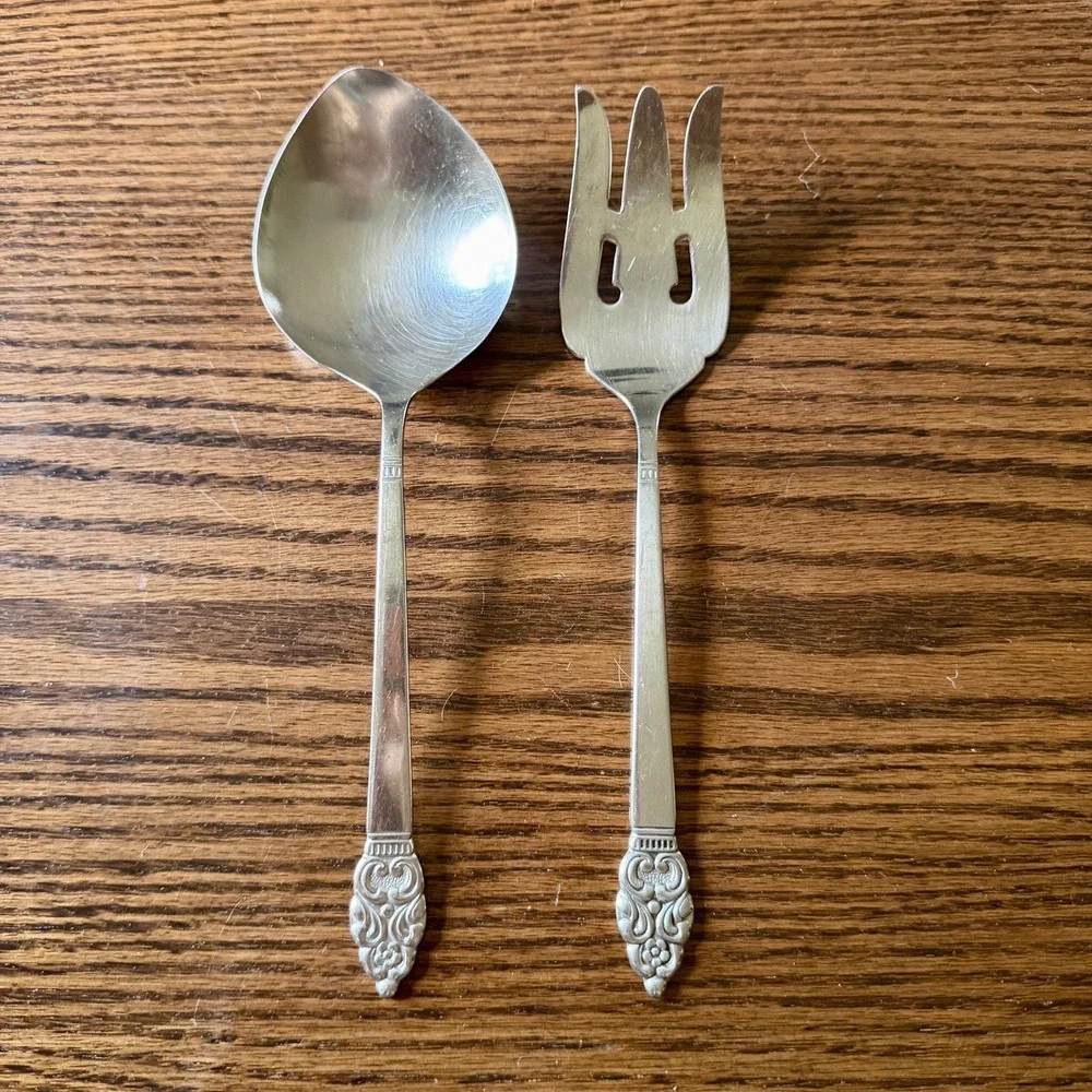 Oneida Community Vinland Stainless Flatware Serving Fork And Casserole Spoon